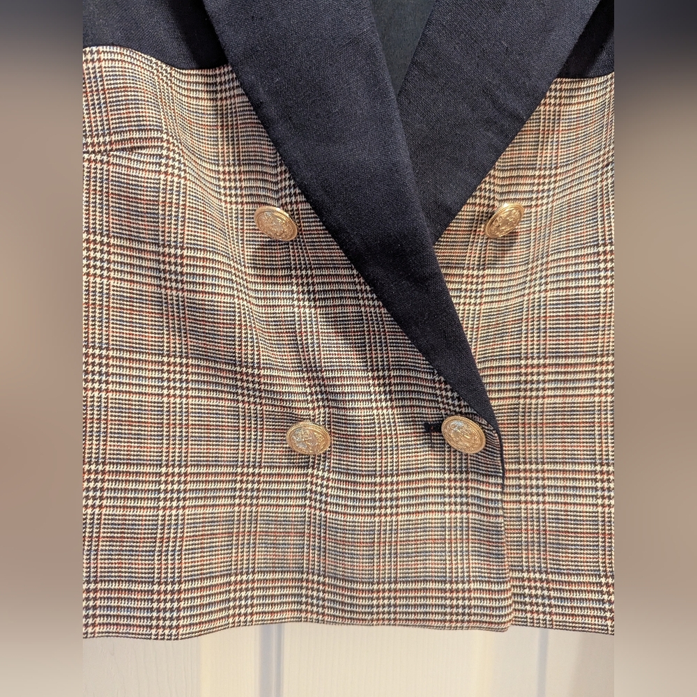 Jason Wu Navy and Plaid Crop Blazer Jacket Size Small *EUC - Picture 4 of 15